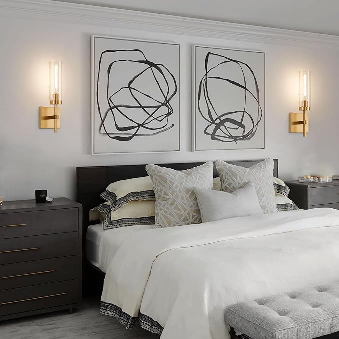 Gold Battery Operated Wall Sconce Set of 2, Wireless Wall Sconces - Image 8