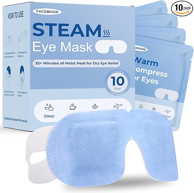 10 Packs Self Heating Steam Eye Mask: Warm Eye Compress by FACEMOON