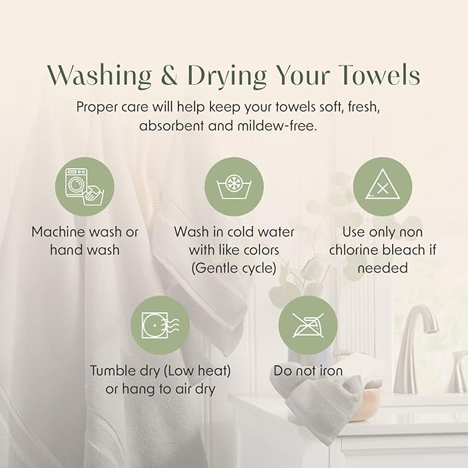 Springtree Home Luxury Bamboo Rayon Bath Towel Set 6 Piece Set | 35% Bamboo - Image 9