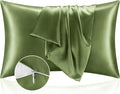 BEDELITE Satin Pillowcase with Zipper 2 Pack, Cedar Green Pillow Cases Standard by BEDELITE