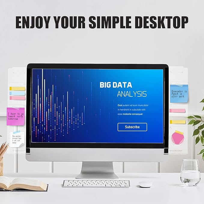 Office Desk Accessories 2pcs Multifunction Computer Monitor Memo Board - Office Supplies for Women Men Computer Sticky Note Holder Home Decor (Monitor Memo Board with Clip)