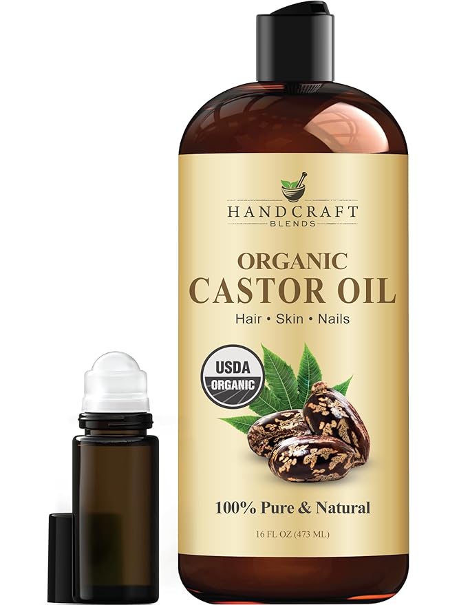 Handcraft Blends Organic Castor Oil 16 Fl Oz | Roll on Bottle | 100% Pure and by HandcraftBlends