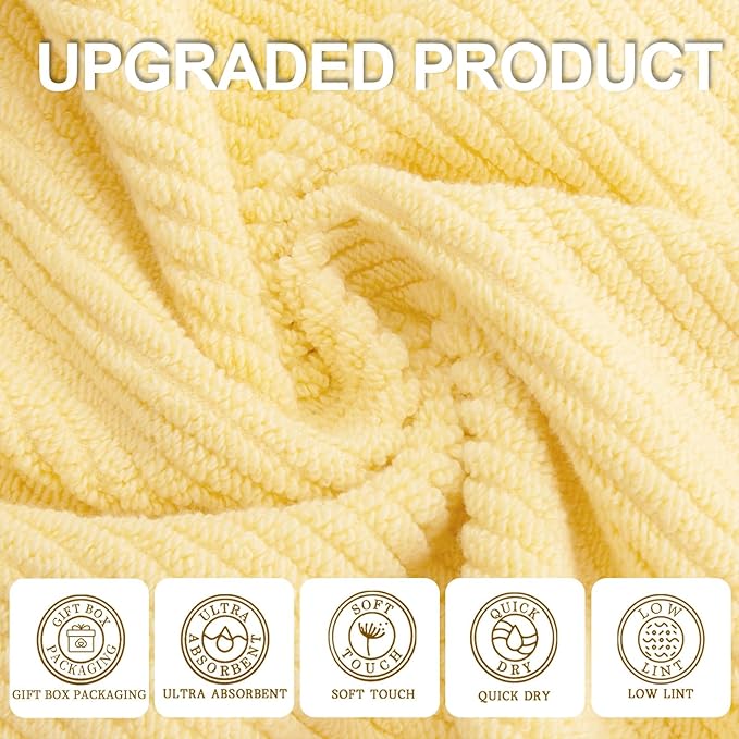 Yellow Bath Towels, Luxury Bath Towels Set of 4, Large 30"x56" - Image 2
