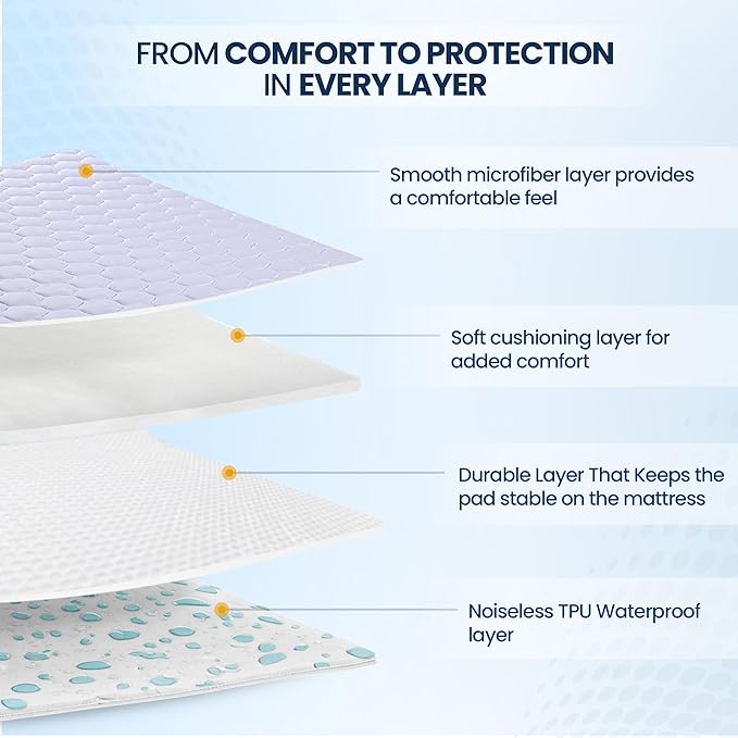 Utopia Bedding Waterproof Mattress Protector, Twin Mattress Pad, Noiseless - Image 3