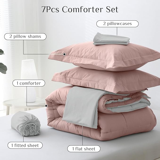 JOLLYVOGUE King Comforter Set, Ultra-Soft Bed in a Bag King Size 7 Pieces - Image 5