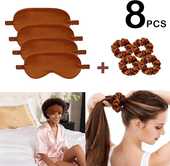 Satin Eye Mask 8Pcs Silk Sleep Masks Silky Blindfold Eyeshade Blackout Eyes - Image 2