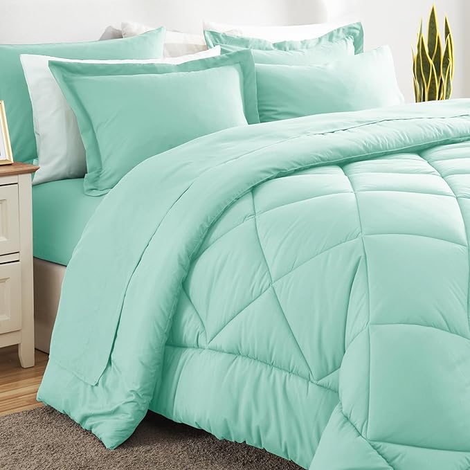 CozyLux Full Size Comforter Sets Mint Green - Image 8