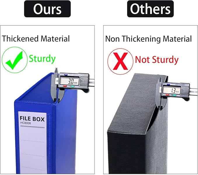 URbantin 6 Pack Foldable Plastic Box Files A4 with Metal Clip,65mm Spine,Document Archive Folders for Office（Blue）