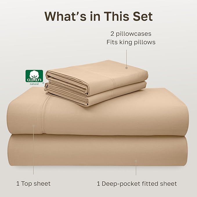 California Design Den King Size Sheets Set 600 Thread Count, 100% Cotton Sateen - Image 4