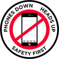"Phones Down Heads Up" Safety Sign - Laminated Adhesive Floor Signs by Graphical Warehouse (16)