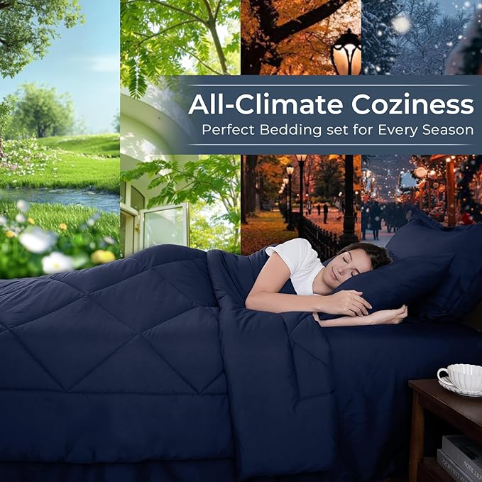 HEVUMYI Navy Blue Full Comforter Set - Image 3