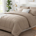 CozyLux King Size Comforter Set Khaki, 7 Pieces Bed in a Bag, Khaki Comforter by CozyLux
