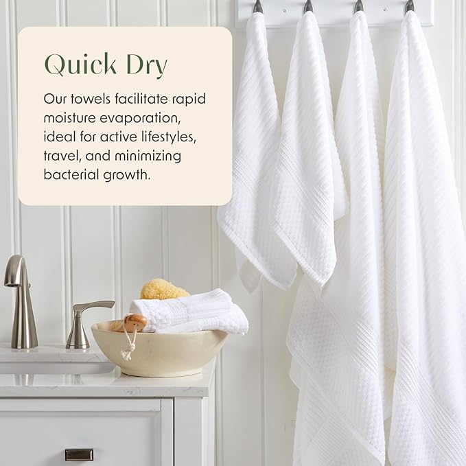 Springtree Home 100% Cotton Bath Towel Set of 4 | Super Soft & Absorbent - Image 3