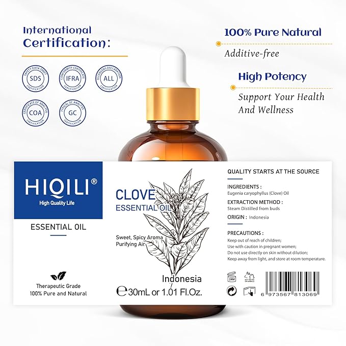 HIQILI 1 Fl Oz Clove Oil for Teeth and Gums, Oral Care, DIY Clean Spray - Image 9