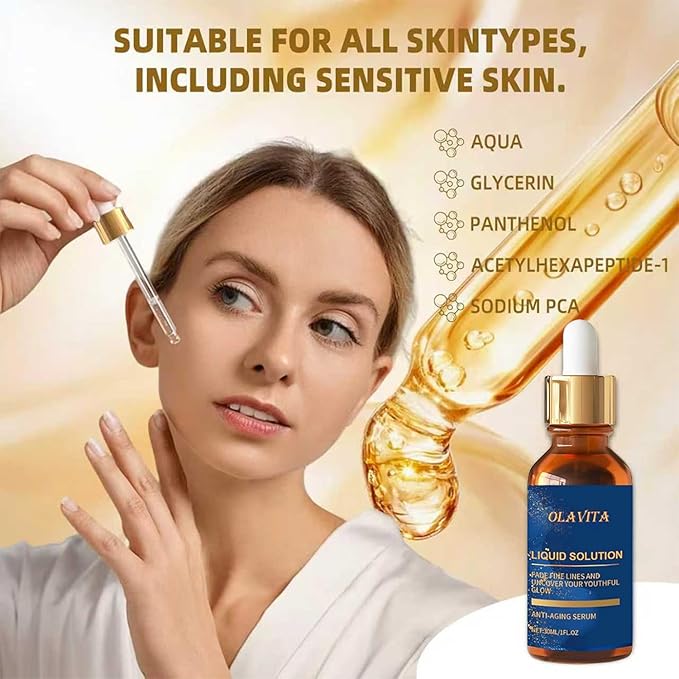 OLAVITA Liquid Solution Anti Aging Serum – New Upgraded Vitamin C Hydrating & - Image 3