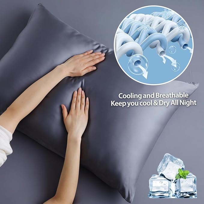 4 Pack Cooling Pillow Cases, Viscose Derived from Bamboo Pillow Protectors - Image 4