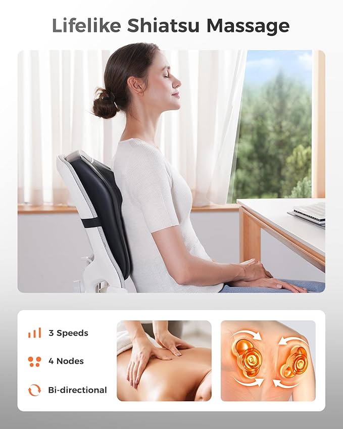 Boriwat Shiatsu Back Massager for Pain Relief Deep Tissue-Movable Electric Neck - Image 5