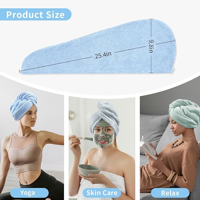 my novel things 3 Pack Microfiber Hair Towel Wrap - Image 7