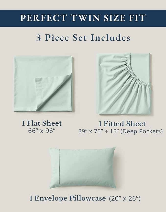 LANE LINEN 100% Organic Cotton Twin Bed Sheet Set, Soft & Comfy Low Pill Fade - Image 4