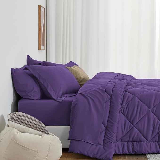 Love's cabin Twin XL Comforter Set Purple, 5 Pieces Twin XL Bed in a Bag - Image 3