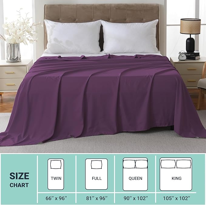 ZPECC King Flat Sheet Only 1 Pack, Durable Dark Purple Top Bed Sheets - Image 5