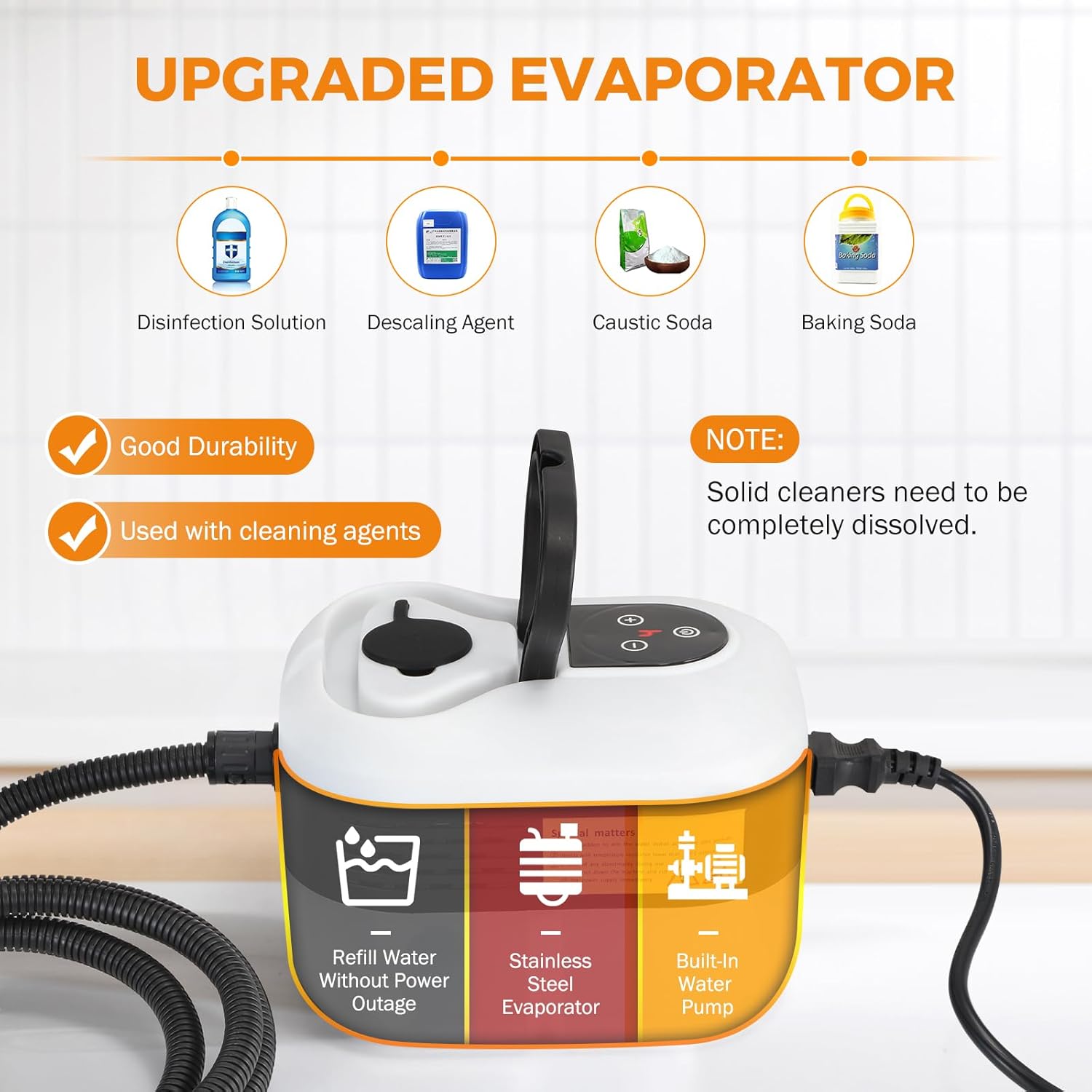 BEAMNOVA Steam Cleaner for Car Detailing 1.2L (41oz) Water Container Handheld Steamer for Cleaning Portable Steam Gun High Pressure Multipurpose Steam Machine, White