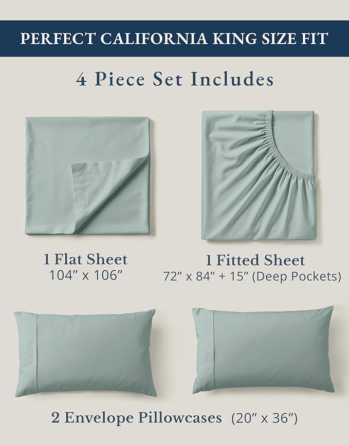 LANE LINEN Sheets for California King Size Bed- 4Pc 100% Organic Cotton Cal - Image 4