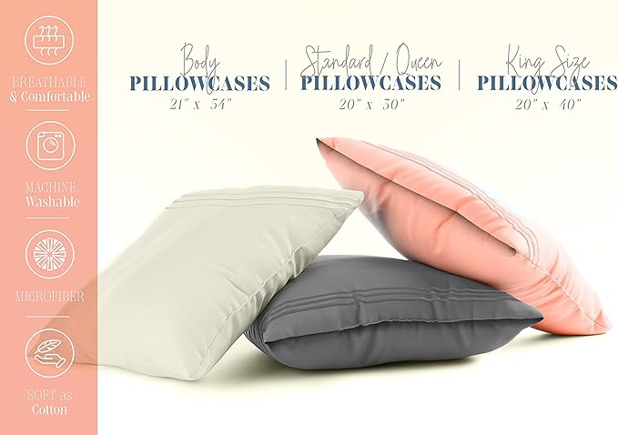 Elegant Comfort 4-PACK Solid Pillowcases 1500 Premium Hotel Quality Microfiber - Image 2