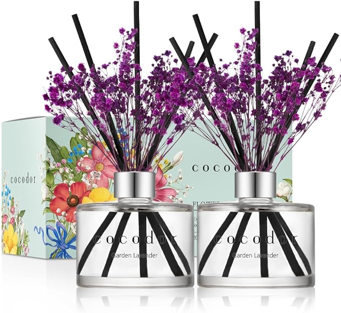 COCODOR Preserved Real Flower Reed Diffuser/Garden Lavender / 6.7oz / 2 by COCODOR