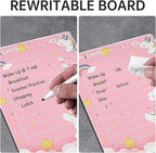 NiHome Acrylic Magnetic to Do List Planning Board with Sliders & Desktop Stand, Kids Chore Chart, Checklist Routine Chart Task Board for Fridge & Desk, for Magnetic Metal Surfaces Only (Pink Unicorn)