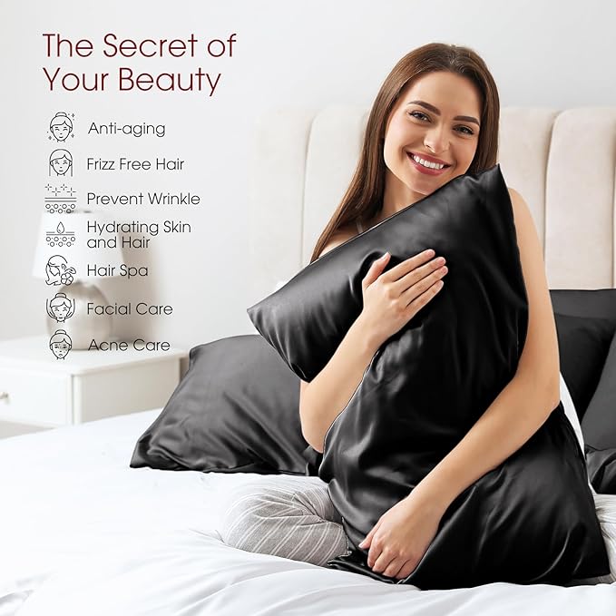 100% Silk Pillow Cases 2 Pack King Size Mulberry Silk Pillowcase - Image 3