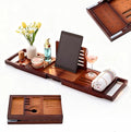 Premium Foldable Bamboo Bathtub Tray Caddy, Expandable Bath Caddy Tray by CraftsmanshipQuality