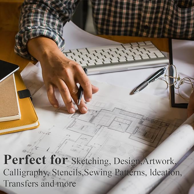 SuFly Tracing Paper Roll, 12 Inch x 50 Yards Trace Paper Roll, 32 lb White Art Paper Translucent Pattern Paper for Sewing, Drawing, Sketching, and Gift Wrapping.