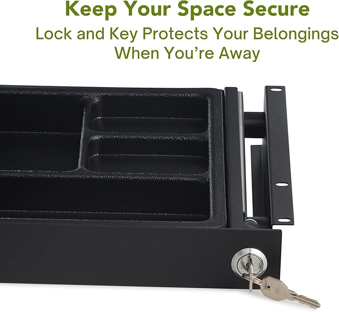 PERFECT POSTURE Max Under Desk Storage Drawer – Large Desk Drawer with Lock for Regular & Sit-Stand Standing Desks, Black (16.2” x 9.3")