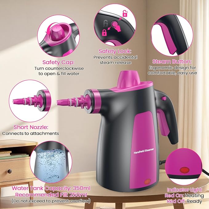 LABIGO Steam Cleaner, Pressurized Handheld Multi-Surface Natural Steam Cleaner - Image 6