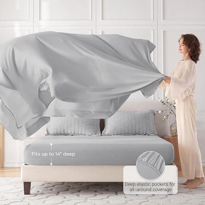 MUXHOMO 7 Pieces California King Comforter Set, Seersucker Bed in a Bag Cal - Image 3