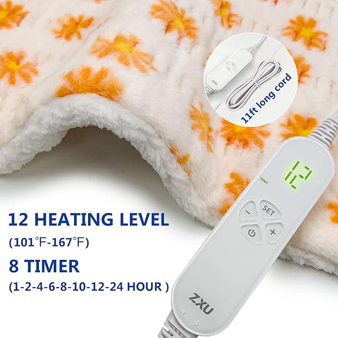 ZXU Heating Pad for Back Pain Relief and Cramps Relief- Ultra Soft Sherpa - Image 2