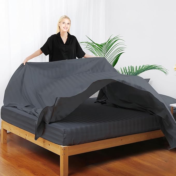 Flat Sheet Only Queen Size, 400 TC 100% Egyptian Cotton Flat Sheet Striped - Image 4
