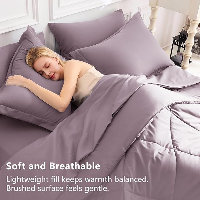 CozyLux King Size Comforter Set Dusty Purple - Image 3