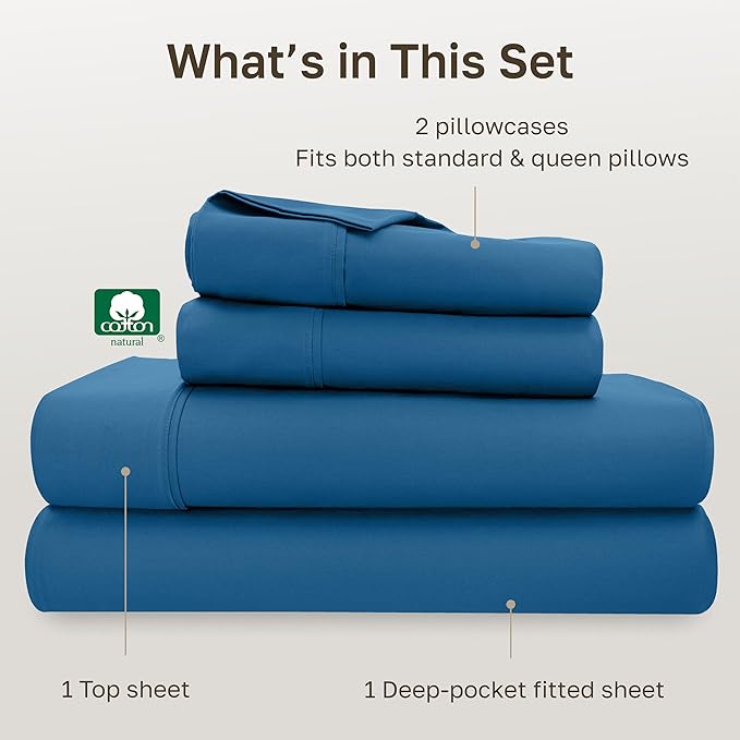 California Design Den Soft Queen Size Cotton Sheet Sets, 400 TC Good - Image 4