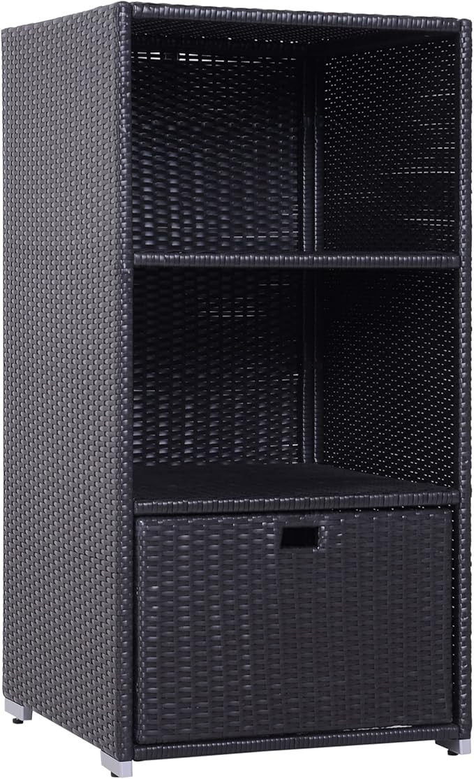 Outsunny Valet Pool Towel Rack, Waterproof PE Plastic Rattan Wicker Storage by Outsunny