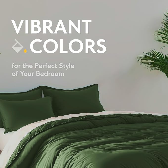 White Classic Dark Green Duvet Cover King Size, Microfiber Duvet Cover - Image 7