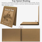 Fuxi Toned Tan Sketchbook 8.5x11, 60 Sheets Acid- Free Tan Paper, Spiral Bound Sketch Book, Hardcover | Ideal for Artists, Students & Classrooms.