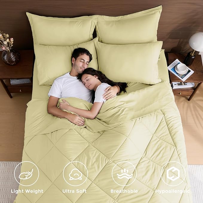 HEVUMYI Cream Yellow Full Comforter Set - Image 2