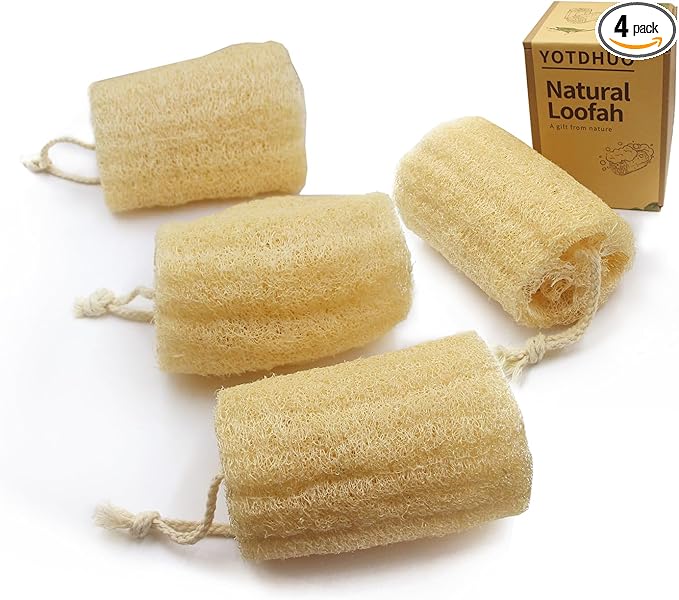 4.7" Natural Loofah Exfoliating Body Scrubber, Real Luffa Sponge by YOTDHUO