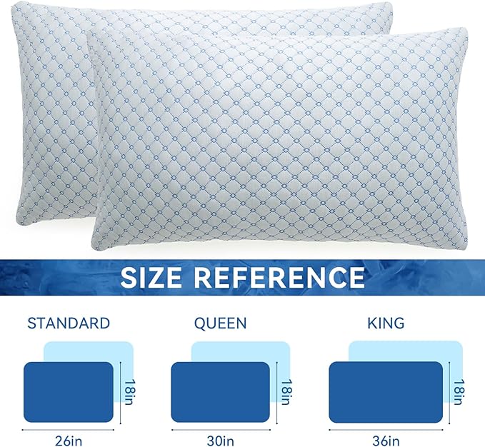 Cooling Bed Pillow for Sleeping, Shredded Memory Foam Pillows for Bed King Size - Image 2