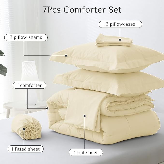 JOLLYVOGUE Queen Comforter Set, Ultra-Soft Bed in a Bag Queen Size 7 Pieces - Image 5