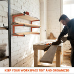 Lumber Storage Metal Rack Wall, Heavy Duty 3-Level Wall-Mounted Wood Rack Organizer for Garage Workshop and Shed (4 Pack)