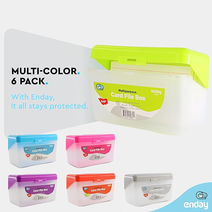 Enday Index Card Holder Green, 3x5 Note Flash Card Organizer Case, Index Card File w/flip top, Notecard Recipe, Holder, Holds 250 Cards, (36 Pieces)