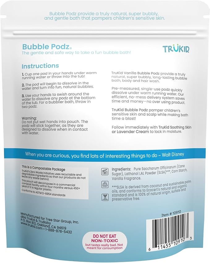 TruKid Bubble Podz Bubble Bath for Kids, & Babies, Tear Free Gentle & - Image 9